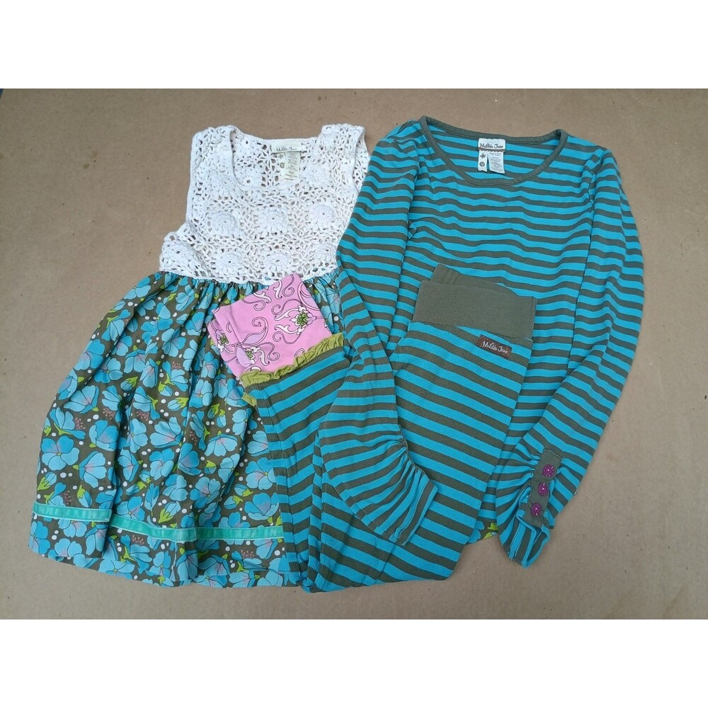 Matilda Jane Secret Fields Blue Crochet Sara Dress Top 10 Lichen Shirt Leggings